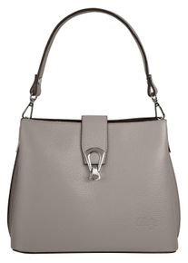 CLUTY Damen Umhängetasche, grau, Leder, unifarben, leicht glänzend, Taschen, echt Leder, Made in Italy