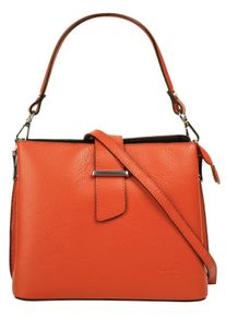 CLUTY Damen Henkeltasche, orange, Leder, unifarben, leicht glänzend, Taschen, echt Leder, Made in Italy