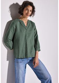 Street One Damen Klassische Bluse, grün, casual, Gr. 40, unifarben, Web, Obermaterial: 60% Leinen, 40% Baumwolle, Blusen, mit 3/4-Ärmel