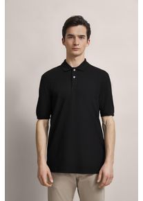 Bugatti Herren Poloshirt, schwarz, casual, Gr. S, 100% Baumwolle, Shirts, mit körpernaher Passform