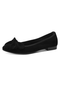 Tamaris Damen Ballerina, Gr. 36, schwarz, Ziegenveloursleder, unifarben, modisch, Schuhe, Blockabsatz, Businessschuh, Schlupfschuh hat eine schmale