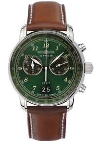 Zeppelin Herren Chronograph "LZ 127 Graf Zeppelin Big Date", braun, Armbanduhren, Armbanduhr, Quarzuhr, Herrenuhr, Datum, Stoppfunktion, Made in