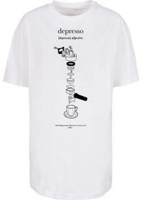 MisterTee Herren T-Shirt "MisterTee Ladies Depresso Oversized Boyfriend Tee", weiß, casual, Gr. XXL, bedruckt, 100% Baumwolle, Shirts