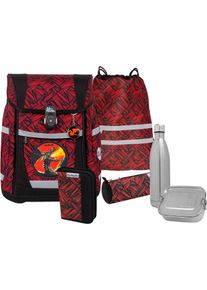 McNeill Kinder Schulranzen "Tenero, Zack", rot, Polyester, Rucksäcke, inkl. Federmäppchen, Turnbeutel, Schlamperrolle & Motivmagnet