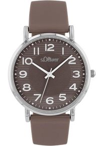 s.Oliver Damen Quarzuhr, braun, Armbanduhren, Armbanduhr, Damenuhr, analog, Silikonarmband