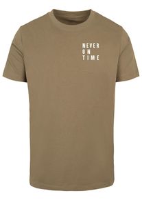 MisterTee Herren Kurzarmshirt "MisterTee Damen Never On Time Tee", grün, casual, Gr. XS, unifarben, 100% Baumwolle, Shirts