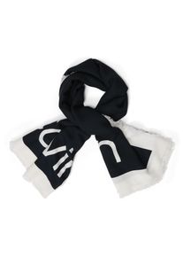 Calvin Klein Damen Modeschal "BOLD LOGO CONTRAST SCARF", schwarz, casual, kontrastfarbene Details, unifarben, Web, Kunstfaser, Modetücher
