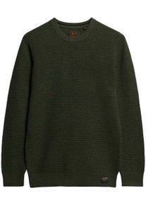 Superdry Herren Strickpullover "TEXTURED CREW KNIT JUMPER", grün, casual, Gr. XXXL, unifarben, Strick, Obermaterial: 100% Baumwolle, Pullover, mit