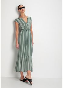 HECHTER PARIS Damen Midikleid, grün, feminin, Gr. 44, gestreift, Web, Obermaterial: 100% Viskose, Kleider, mit Bindeband