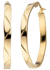 Jobo Damen Paar Creolen, Edelstahl, gold, Edelstahl, Ohrringe, Edelstahl goldfarben 34 mm