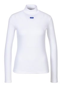 HUGO BLUE Damen Longsleeve "Easy Longsleeve_B", weiß, casual, Gr. XL, unifarben, Single Jersey, Obermaterial: 96% Baumwolle, 4% Elasthan, Shirts, mit