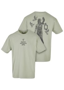 Herren T-Shirt "Upscale by Mister Tee Herren Justice Oversize Tee", weiß, casual, Gr. XS, UPSCALE BY MISTER TEE, bedruckt, 100% Baumwolle, Shirts