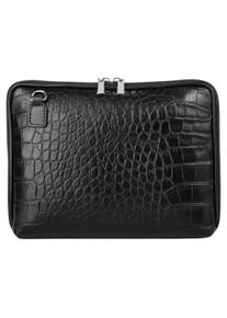 CLUTY Damen Umhängetasche, schwarz, Leder, glänzend, beschichtet, Taschen, echt Leder, Made in Italy