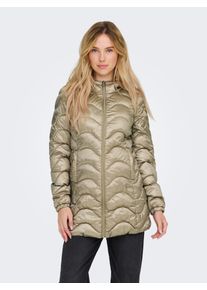 Only Damen Steppmantel "ONLVEGA WAVE QUILTED COAT CC OTW", beige, modisch, Gr. L, unifarben, leicht glänzend, Steppware, Obermaterial: 60% Polyester,
