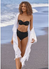 Sunseeker Damen Highwaist-Bikini-Hose "Loretta", schwarz, Gr. 38, unifarben, Strukturmuster, Polyamid, Badehosen, mit Ziergürtel