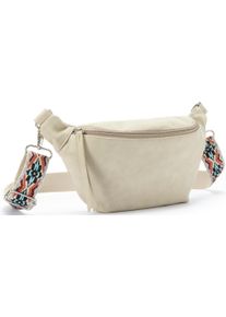 Vivance Damen Bauchtasche "Umhängetasche, Hüfttasche", beige, Lederimitat, bestickt, unifarben, Taschen, Crossbody-Bag, Gürteltasche, austauschbarer