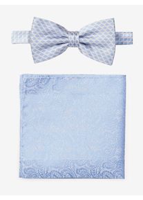 MONTI Damen Fliegehellblau paisley, klassisch,casual, gemustert, Seide, Fliegen, imit farblich passendem Einstecktuch