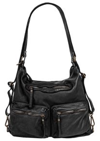Samantha Look Damen Shopper, schwarz, Leder, vintage, Taschen, echt Leder, Made in Italy