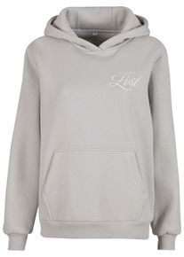 MISS TEE Damen Kapuzenpullover "Miss Tee Lost Flowers Ladies Fluffy Hoody", grau, casual, Gr. S, mehrfarbig, 70% Baumwolle, 30% Polyester, Pullover
