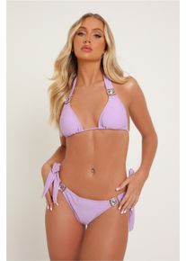 MODA MINX Damen Triangel-Bikini-Top, lila, feminin, Gr. XS, unifarben, 82% Polyamid, 18% Elasthan, Bikini-Oberteile, mit funkelndem Steinbesatz