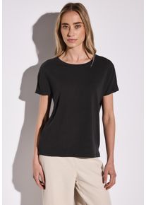 Street One Damen T-Shirt, schwarz, casual, Gr. 40, unifarben, Stoff, 95% Viskose, 5% Elasthan, Shirts, aus strecthigem Viskosematerial