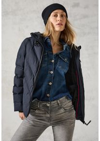 Cecil Damen Outdoorjacke, blau, casual, Gr. S, unifarben, Web, Obermaterial: 100% Polyester, Jacken, mit Kapuze und verschweißten Nähten