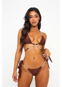 MODA MINX Damen Bikini-Hose "Seychellen Seestern", braun, Gr. XL, unifarben, 100% Polyester, Badehosen, mit seitlicher Bindung und kleinen Anhängern