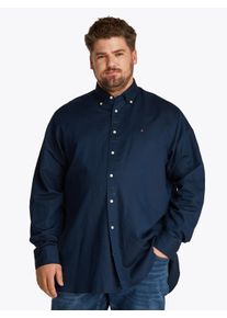 Tommy Hilfiger Big & Tall Herren Langarmhemd "BT-LINEN BLEND SOLID", blau, casual, Gr. XXXL, TOMMY HILFIGER BIG & TALL, Web, Obermaterial: 52% Baumwolle, 48% Leinen, Hemden,