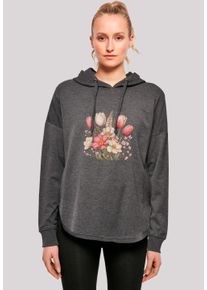 F4NT4STIC Damen Kapuzenpullover "Rosa weißer Frühlingsblumenstrauß", grau, casual, Gr. XL, Obermaterial: 100% Baumwolle, Pullover, Premium Qualität