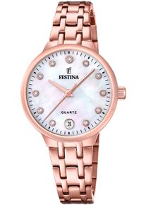 Festina Damen Quarzuhr "Mademoiselle"roségoldfarben,perlmuttfarben, Armbanduhren, Armbanduhr, Damenuhr, Edelstahlarmband, analog, Tag, Zirkonia