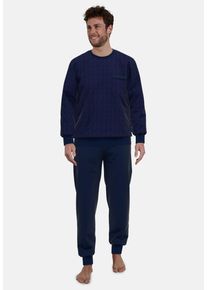 Götzburg GÖTZBURG Herren Pyjama "Zartbitter", Gr. 48, blau, Frottee, Obermaterial: 80% Baumwolle, 20% Polyester, unifarben, casual, Homewear-Sets, elastische