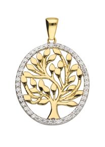 Adelia´s ADELIA ́S Damen Ketten-Anhänger "Damen 333 Gold Anhänger Lebensbaum mit Zirkonia", Gold, gold, Gold, Schmuckanhänger, mit Zirkonia für Damen
