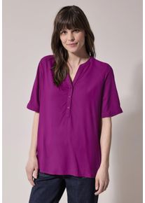 Cecil Damen Shirtbluseanemone pink, casual, Gr. XS, unifarben, Stoff, 100% Viskose, Blusen, mit geschlitztem Rundhalsausschnitt