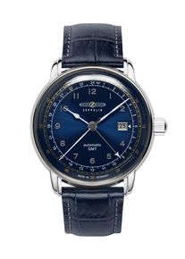 Zeppelin Herren Automatikuhr "LZ 126 Los Angeles Automatic GMT", blau, Armbanduhren, Armbanduhr, Herrenuhr, Datum, GMT, Lederarmband