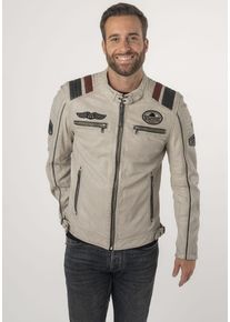 Mauritius Herren Lederjacke "MMFurious"sanftes weiß ii, casual, Gr. L, unifarben, kontrastfarbene Details, Obermaterial: 100% Schafsleder. Futter: