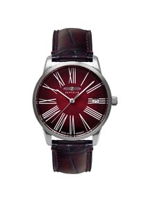 Zeppelin Damen Quarzuhr "Flatline Lady", rot, Armbanduhren, Armbanduhr, Damenuhr, Datum, Lederarmband, Made in Germany