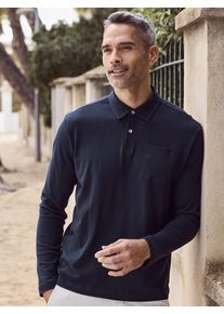 Lerros Herren Langarmshirt "Lerros Herren Langarmpolo in Waffel-Piqué", blau, Gr. M, 100% Baumwolle, Shirts
