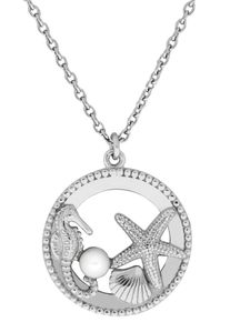 Firetti Damen Kette mit Anhänger "Schmuck Geschenk Silber 925 Halsschmuck Halskette Ankerkette Maritim", Silber 925 (Sterlingsilber)-Perlen, L: 45cm