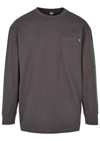 Urban Classics Herren Longpullover "Urban Classics Herren Neon Logo Boxy Pocket LS", schwarz, klassisch, Gr. S, unifarben, 100% Baumwolle, Pullover