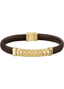 BOSS Herren Lederarmband "TAILORED, 1580674M, 1580675M, 1580676M", M, Edelstahl-Leder, braun, Edelstahl, Leder, Armbänder