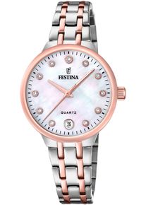 Festina Damen Quarzuhr "Mademoiselle"silberfarben, roségoldfarben, perlmuttfarben, Armbanduhren, Armbanduhr, Damenuhr, Edelstahlarmband, analog, Datum