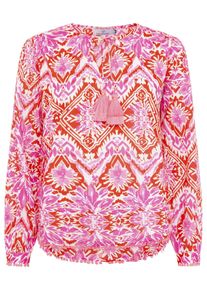 Zwillingsherz Damen Shirtbluse ""Tröpfchen"", rot, modisch, Gr. SM, gemustert, Obermaterial: 100% Baumwolle, Blusen, mit auffallendem Muster, Tasseln