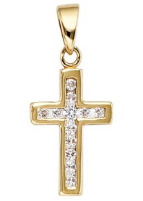 Jobo Damen Kreuz-Anhänger "Anhänger Kreuz", Gelbgold 333, gold, Gelbgold 333, Schmuckanhänger, 333 Gold mit Zirkonia