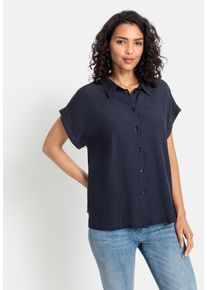Lascana Damen Hemdbluse, blau, casual, Gr. 32, unifarben, Web, Obermaterial: 58% Viskose, 28% Baumwolle, 14% Leinen, Blusen, aus Leinenmix mit