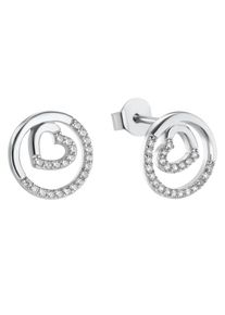 s.Oliver Damen Paar Ohrstecker "Herz, 2034376", Silber 925 (Sterlingsilber), bunt, Silber 925 (Sterlingsilber), Ohrringe, mit Zirkonia (synth.)