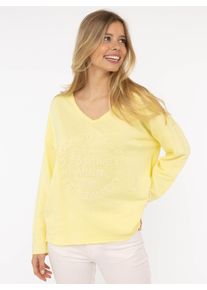 Zwillingsherz Damen Sweatshirt ""Positive Mind"", gelb, casual, Gr. L, unifarben, used, Sweatware, Obermaterial: 70% Baumwolle, 30% Polyester,