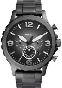 Fossil Herren Chronograph "NATE", grau, Armbanduhren, Quarzuhr, Armbanduhr, Herrenuhr, Stoppfunktion, Edelstahlarmband,Datum