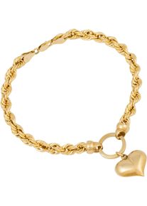 Firetti Damen Armband "Schmuck Geschenk Gold 585 Armschmuck Armkette Kordelkette "Herz"", Gelbgold 585, gold, Gelbgold 585, Armbänder