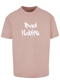 Merchcode Herren T-Shirt "Merchcode Herren Bad Habits Heavy Oversize Tee", rosa, casual, Gr. M, bedruckt, 100% Baumwolle, Shirts