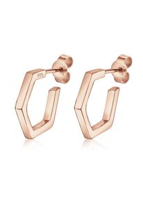 Elli Damen Paar Creolen "Creole Hexagon Geo Minimal 925 Silber", OneSize, ohne Stein, Silber 925 (Sterlingsilber), rosa, Silber 925 (Sterlingsilber),